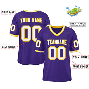 Custom Purple White-Gold Classic Style Authentic Football Jersey