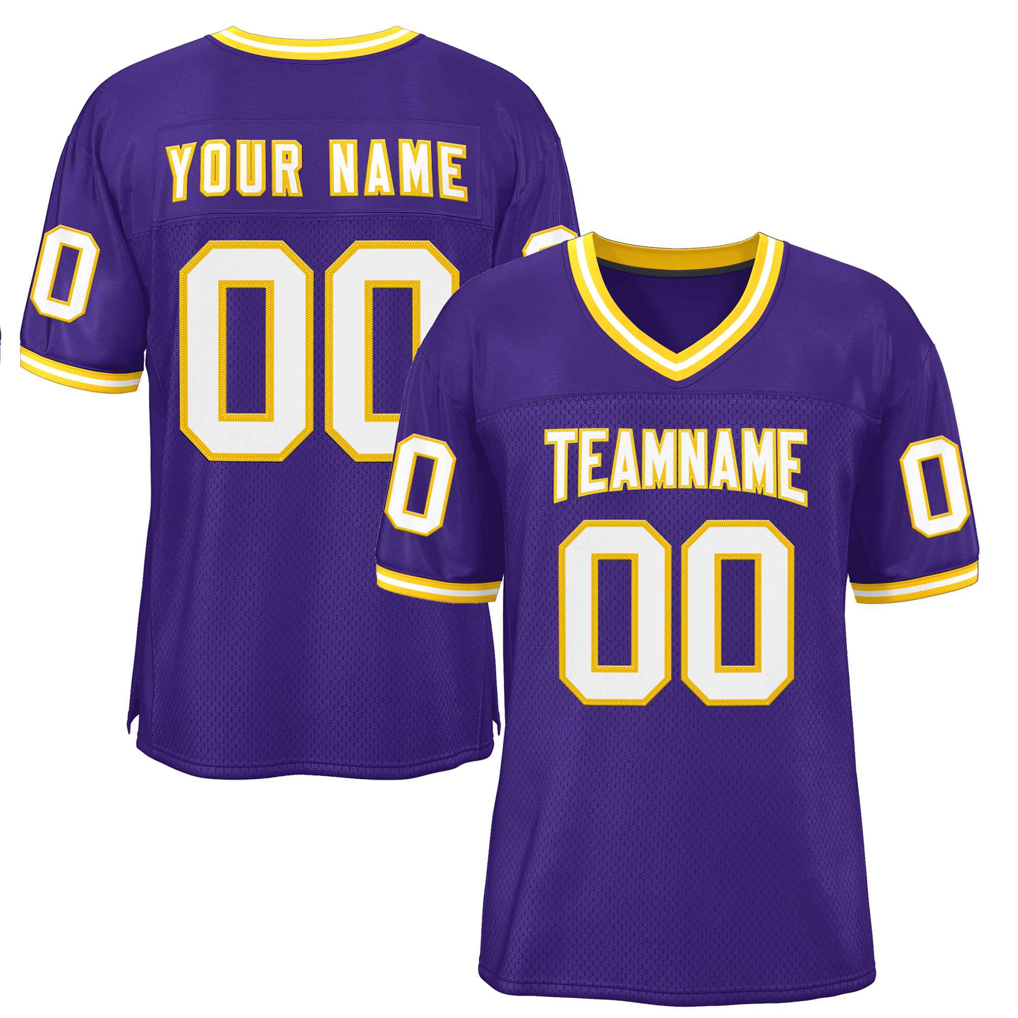 Custom Purple White-Gold Classic Style Authentic Football Jersey