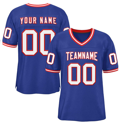 Custom Royal White-Red Classic Style Authentic Football Jersey