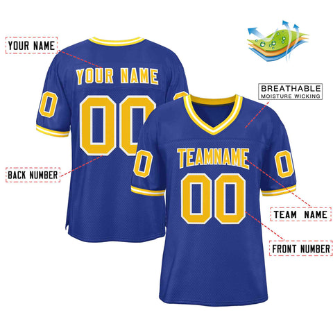 Custom Royal Gold-White Classic Style Authentic Football Jersey