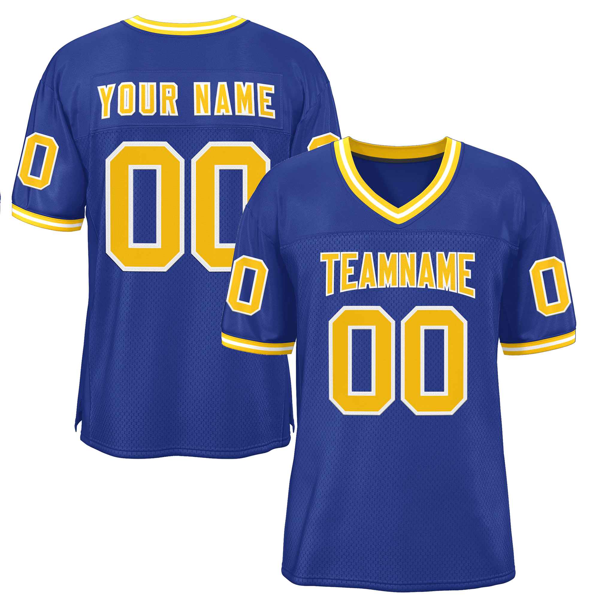 Custom Royal Gold-White Classic Style Authentic Football Jersey