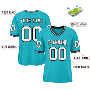 Custom Aqua White-Black Classic Style Authentic Football Jersey