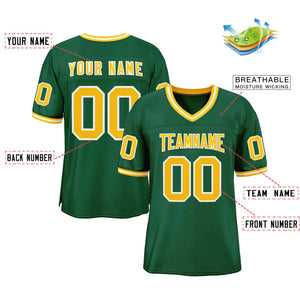 Custom Green Gold-White Classic Style Authentic Football Jersey