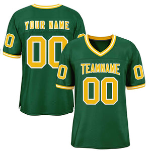 Custom Green Gold-White Classic Style Authentic Football Jersey