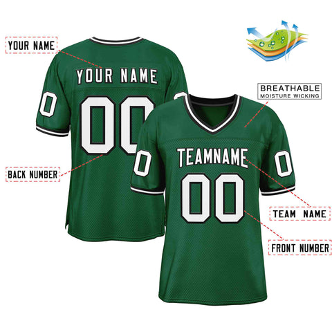 Custom Green White-Black Classic Style Authentic Football Jersey
