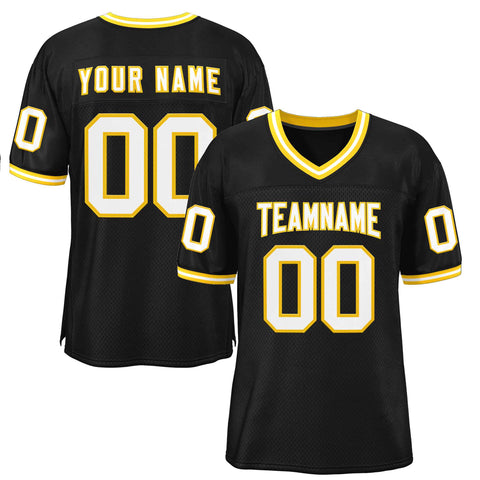 Custom Black White-Gold Classic Style Authentic Football Jersey