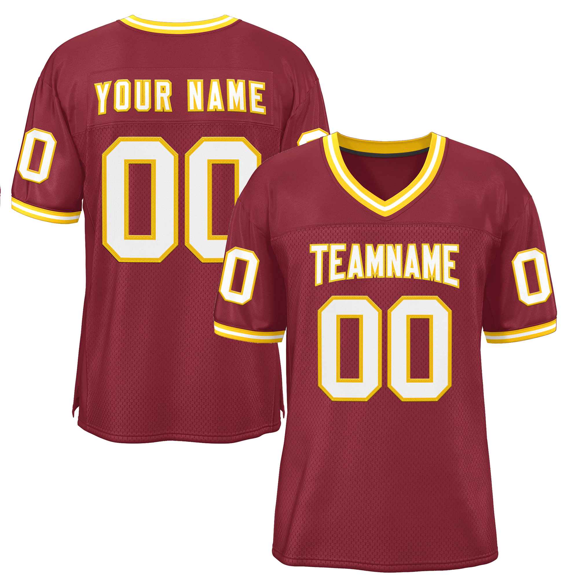 Custom Cardinal White-Gold Classic Style Authentic Football Jersey