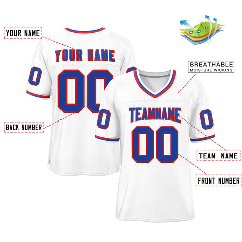 Custom White Royal-Red Classic Style Authentic Football Jersey