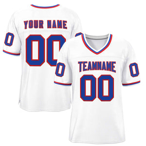 Custom White Royal-Red Classic Style Authentic Football Jersey