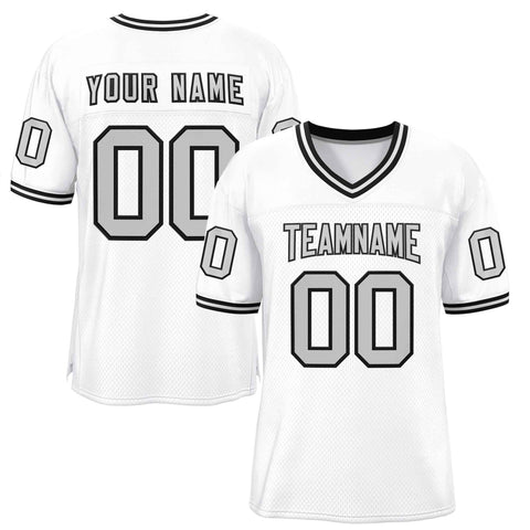 Custom White Gray-Black Classic Style Authentic Football Jersey