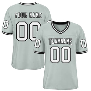 Custom Silver White-Black Classic Style Authentic Football Jersey