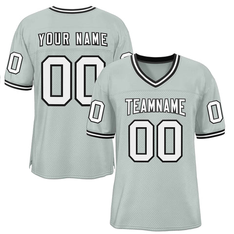 Custom Silver White-Black Classic Style Authentic Football Jersey