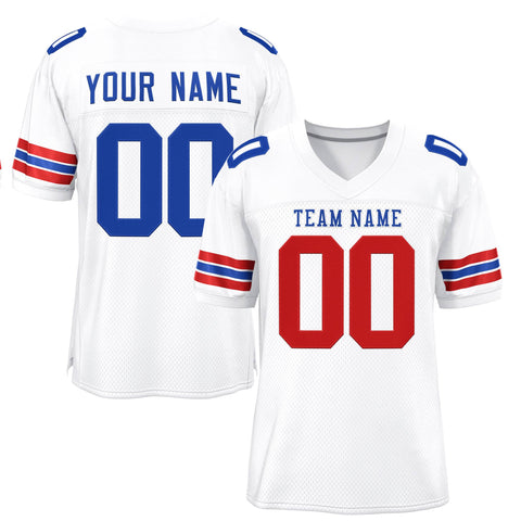 Custom White Royal-White Classic Style Mesh Authentic Football Jersey