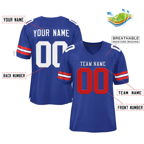 Custom Royal White-Royal Classic Style Mesh Authentic Football Jersey