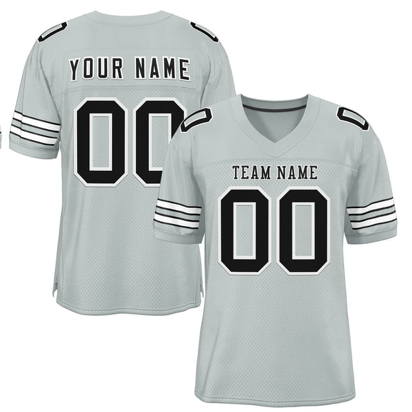 Custom Black White-Silver Authentic Football Jersey Preschool Size:S