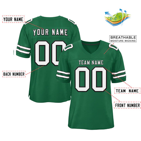Custom Green White-Black-Classic Style Mesh Authentic Football Jersey