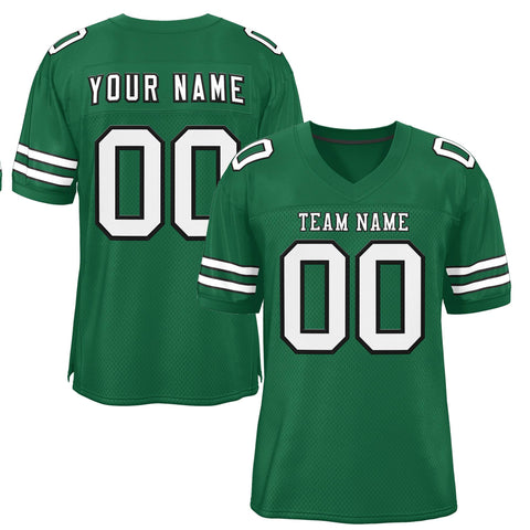 Custom Green White-Black-Classic Style Mesh Authentic Football Jersey