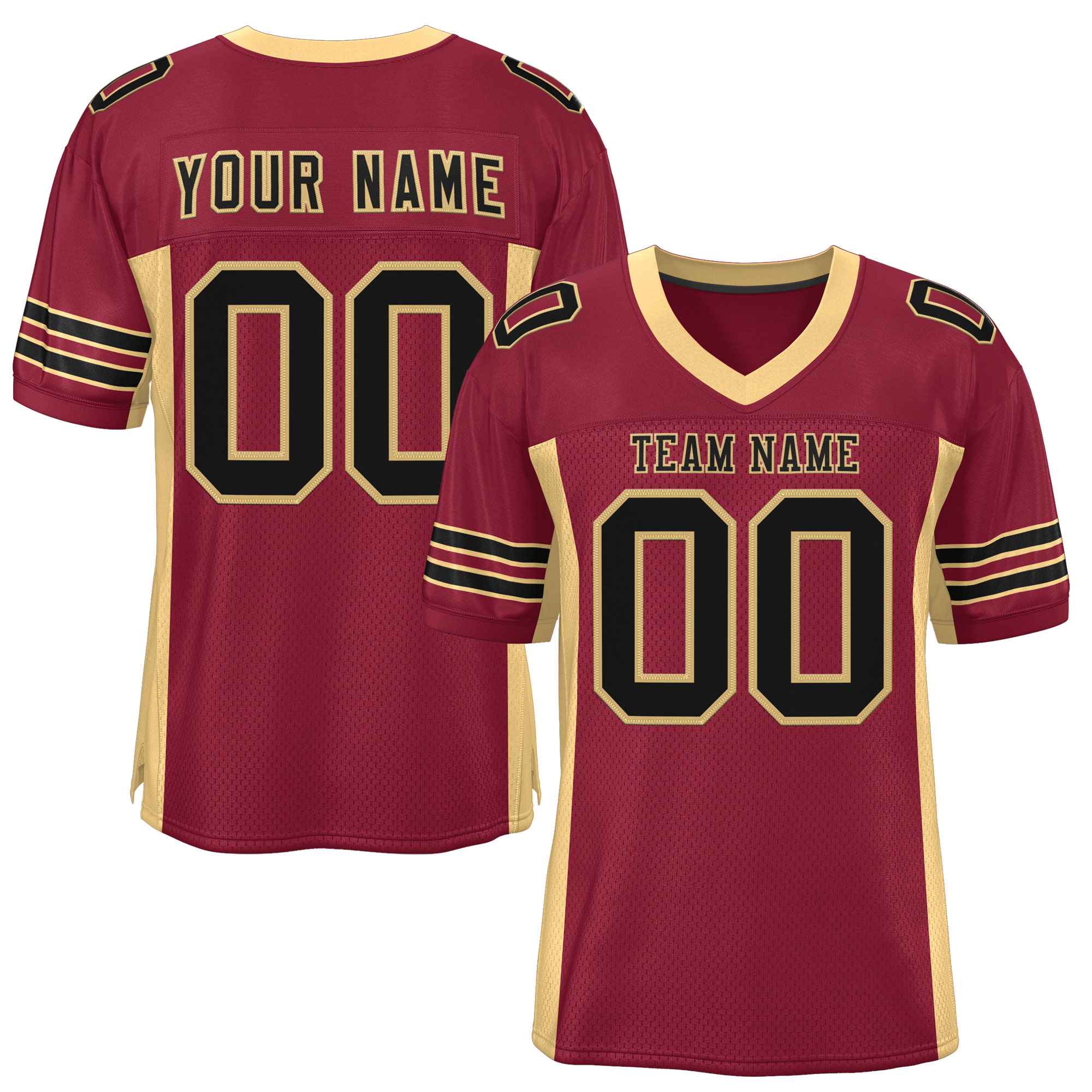 Custom Burgundy Khaki Insert Color Design Mesh Authentic Football Jersey