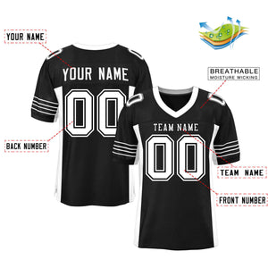 Custom Black White Insert Color Design Mesh Authentic Football Jersey