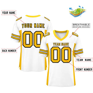 Custom White Yellow Insert Color Design Mesh Authentic Football Jersey