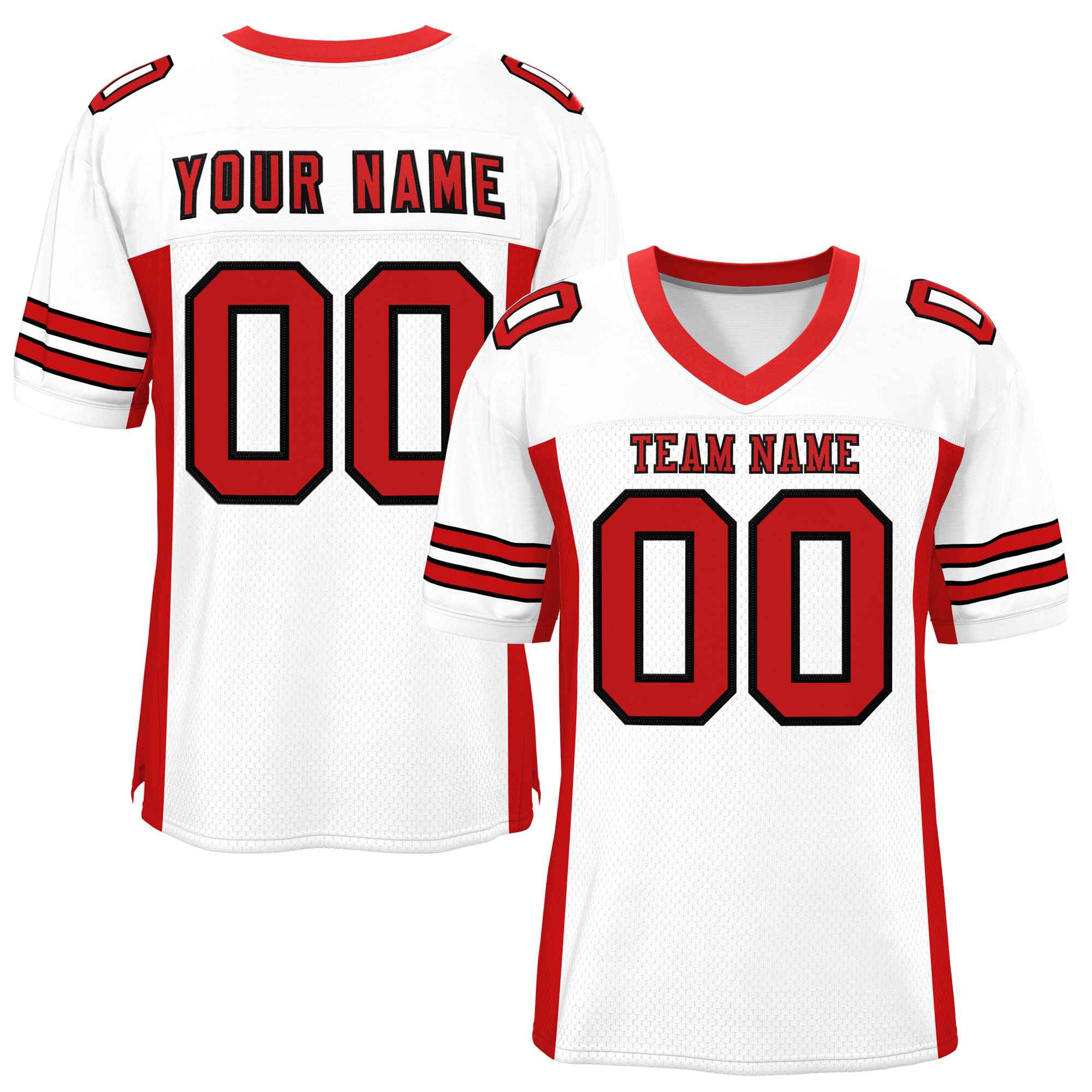 Custom White Red Insert Color Design Mesh Authentic Football Jersey