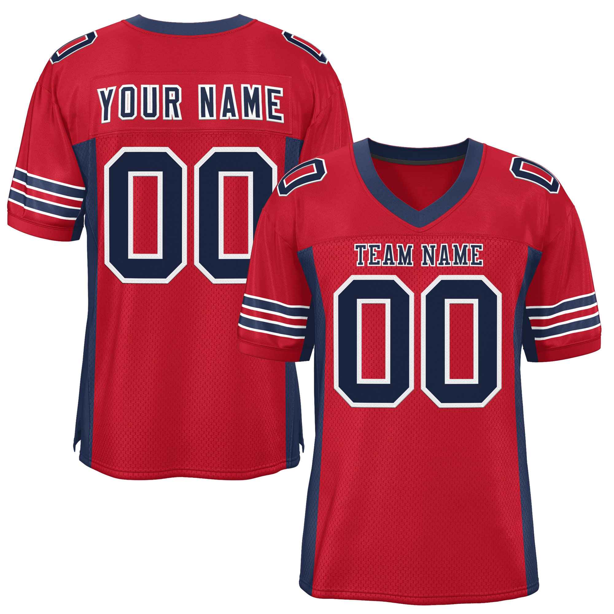 Custom Red Navy Insert Color Design Mesh Authentic Football Jersey