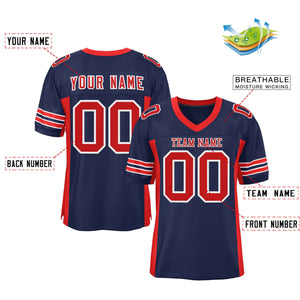 Custom Navy Red Insert Color Design Mesh Authentic Football Jersey