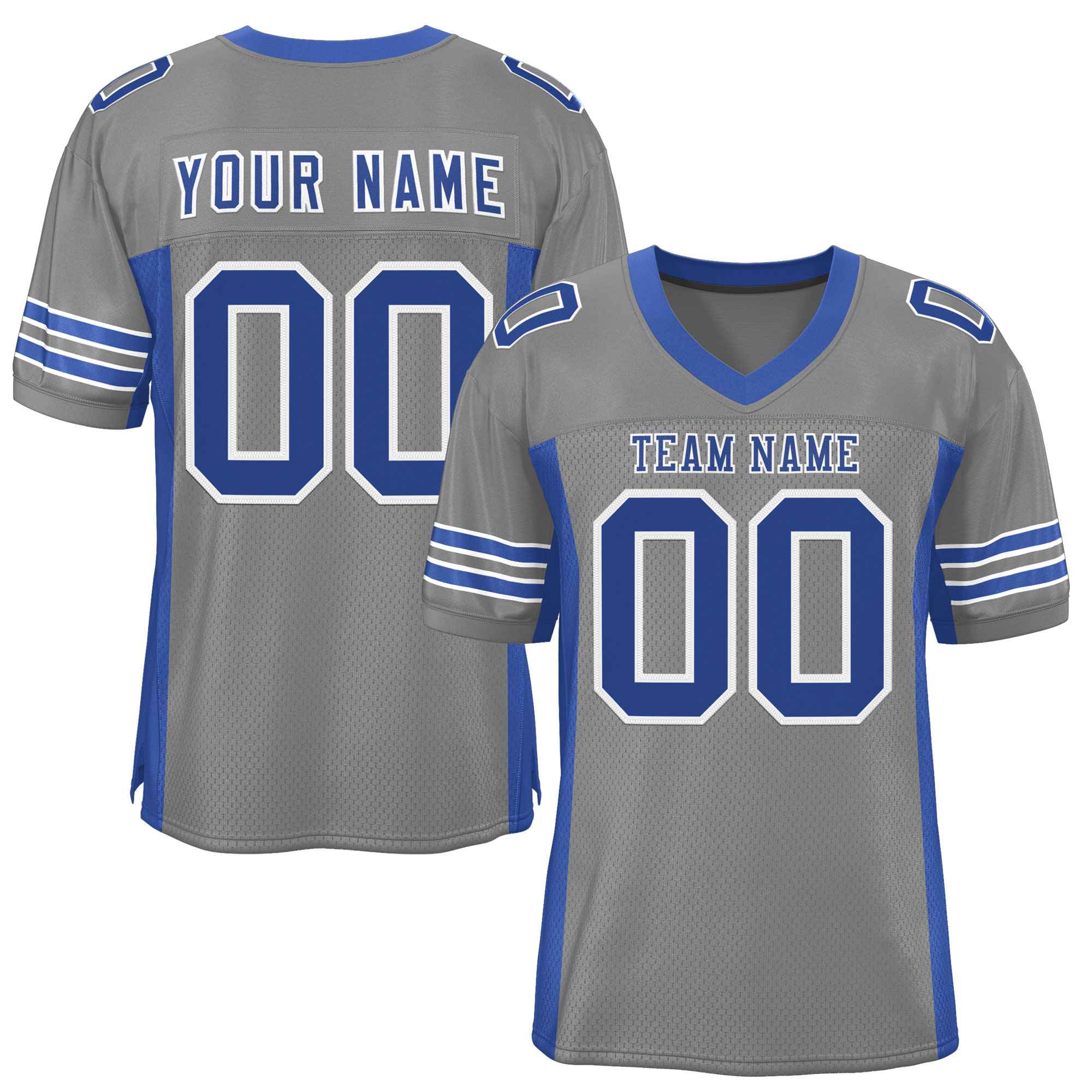 Custom Gray Royal Insert Color Design Mesh Authentic Football Jersey