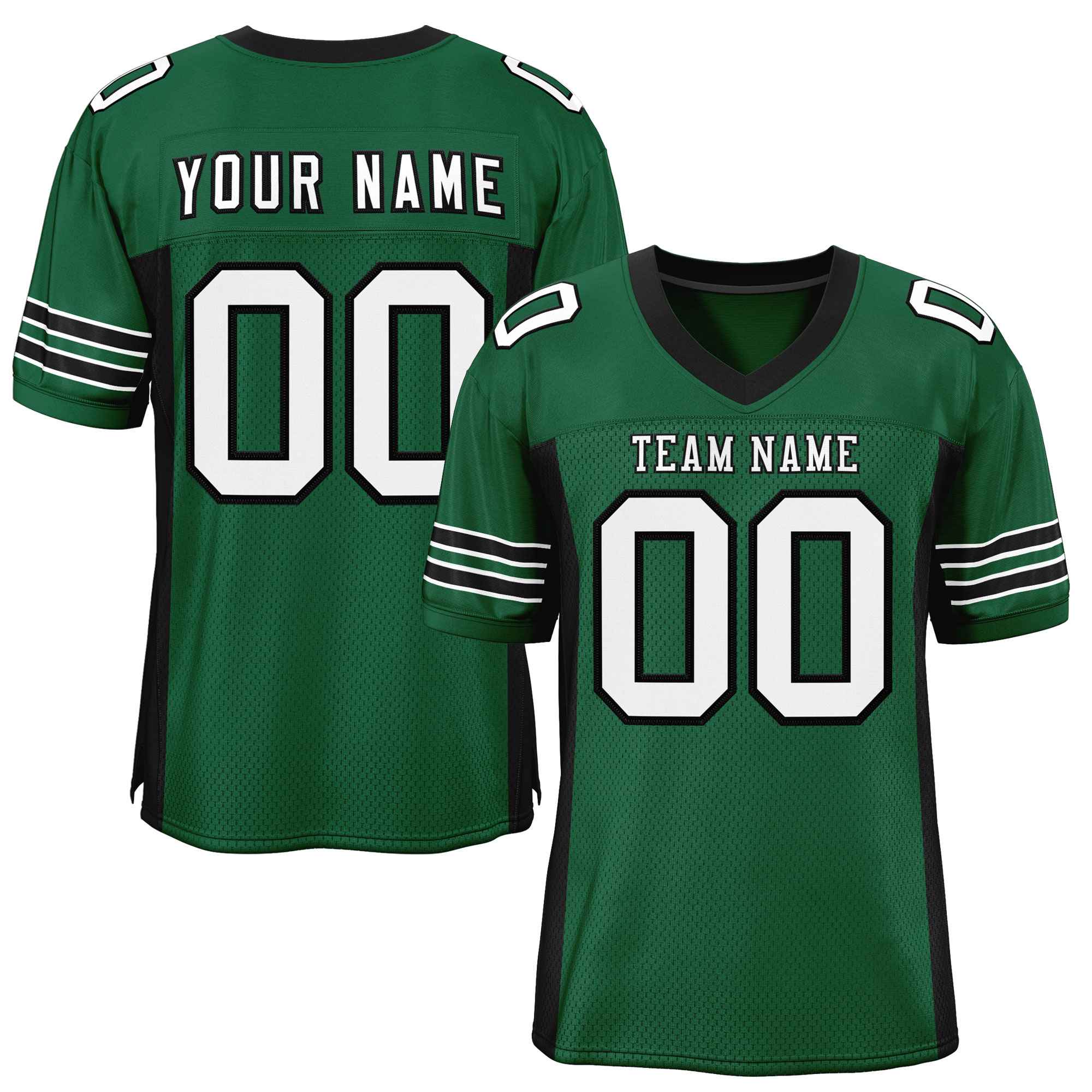 Custom Green Black Insert Color Design Mesh Authentic Football Jersey