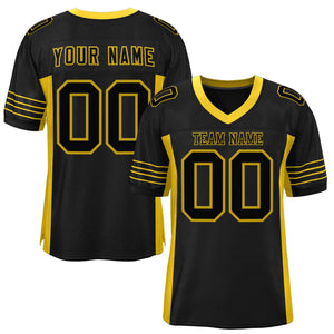 Custom Black Old Gold Insert Color Design Mesh Authentic Football Jersey