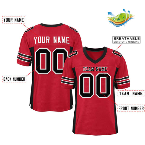 Custom Red Black Insert Color Design Mesh Authentic Football Jersey