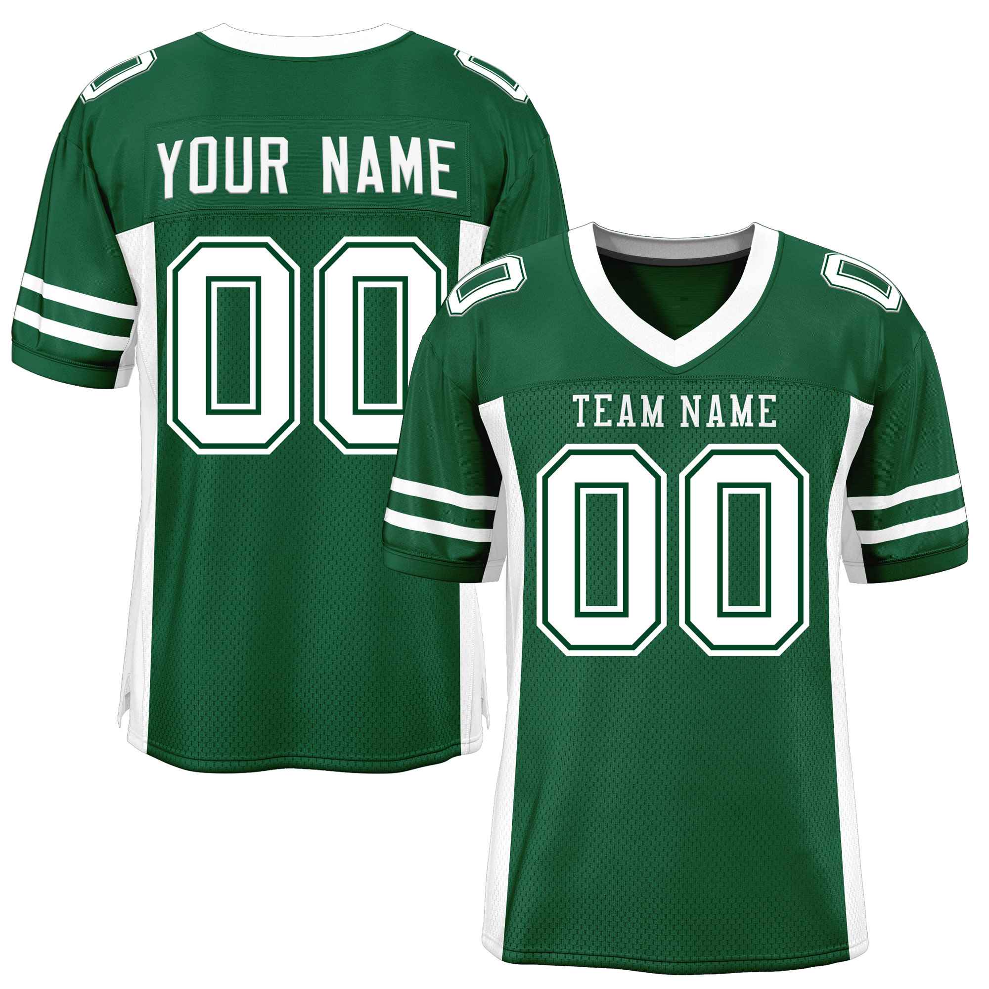 Custom Green White Insert Color Design Mesh Authentic Football Jersey