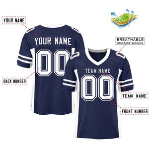 Custom Navy White Insert Color Design Mesh Authentic Football Jersey