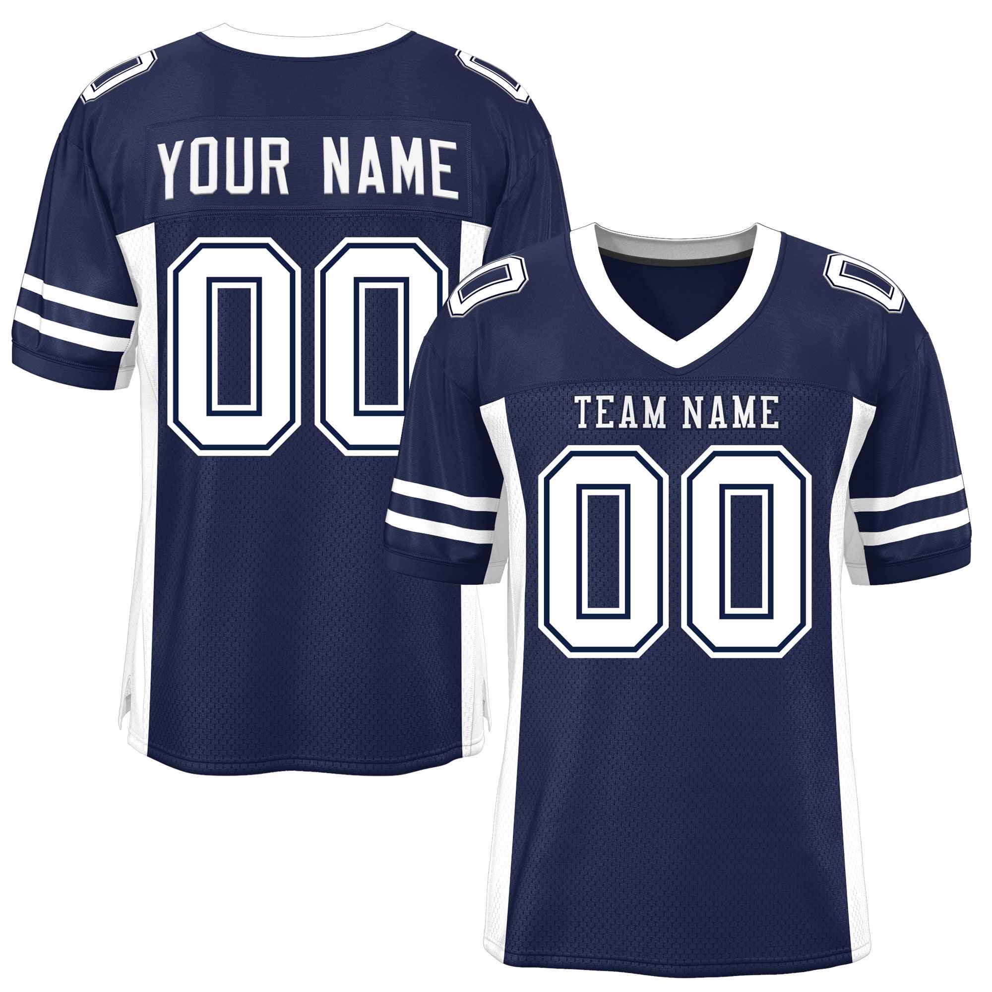 Custom Navy White Insert Color Design Mesh Authentic Football Jersey