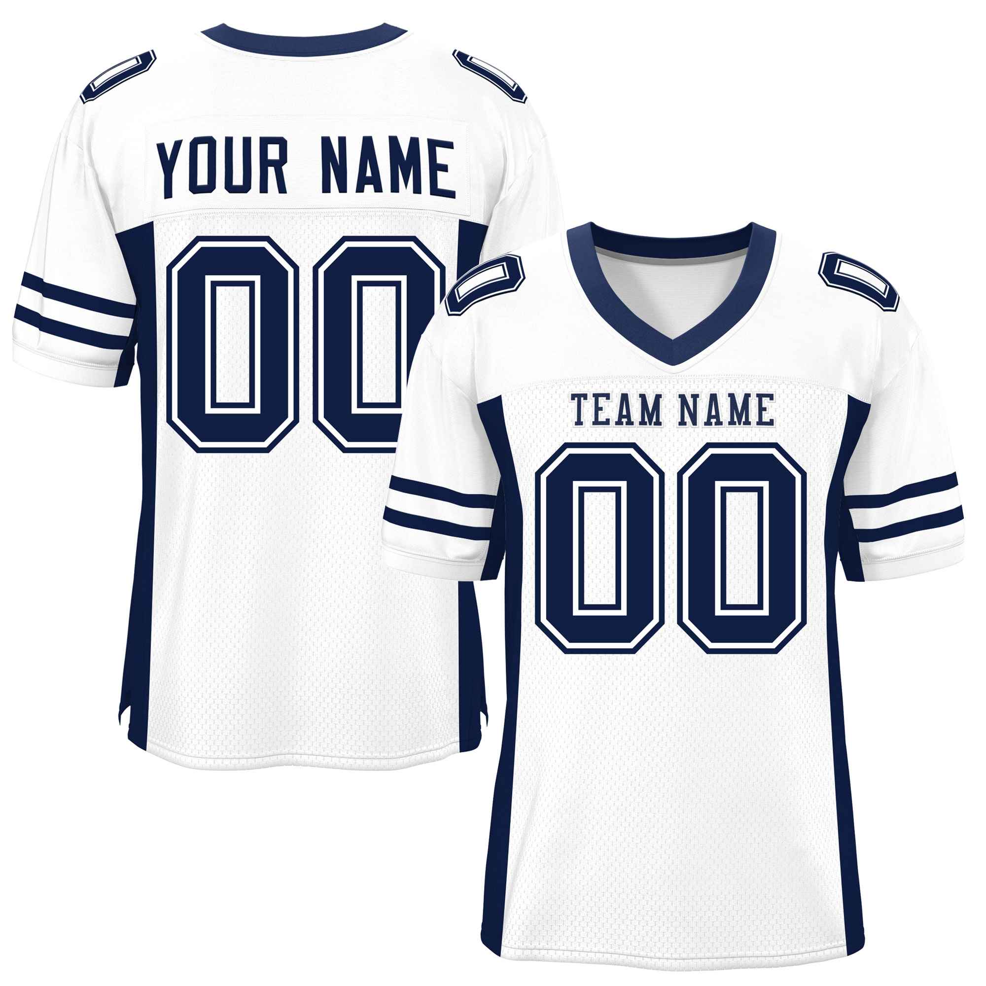 Custom White Navy Insert Color Design Mesh Authentic Football Jersey