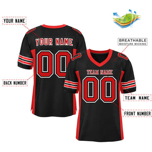 Custom Black Red Insert Color Design Mesh Authentic Football Jersey