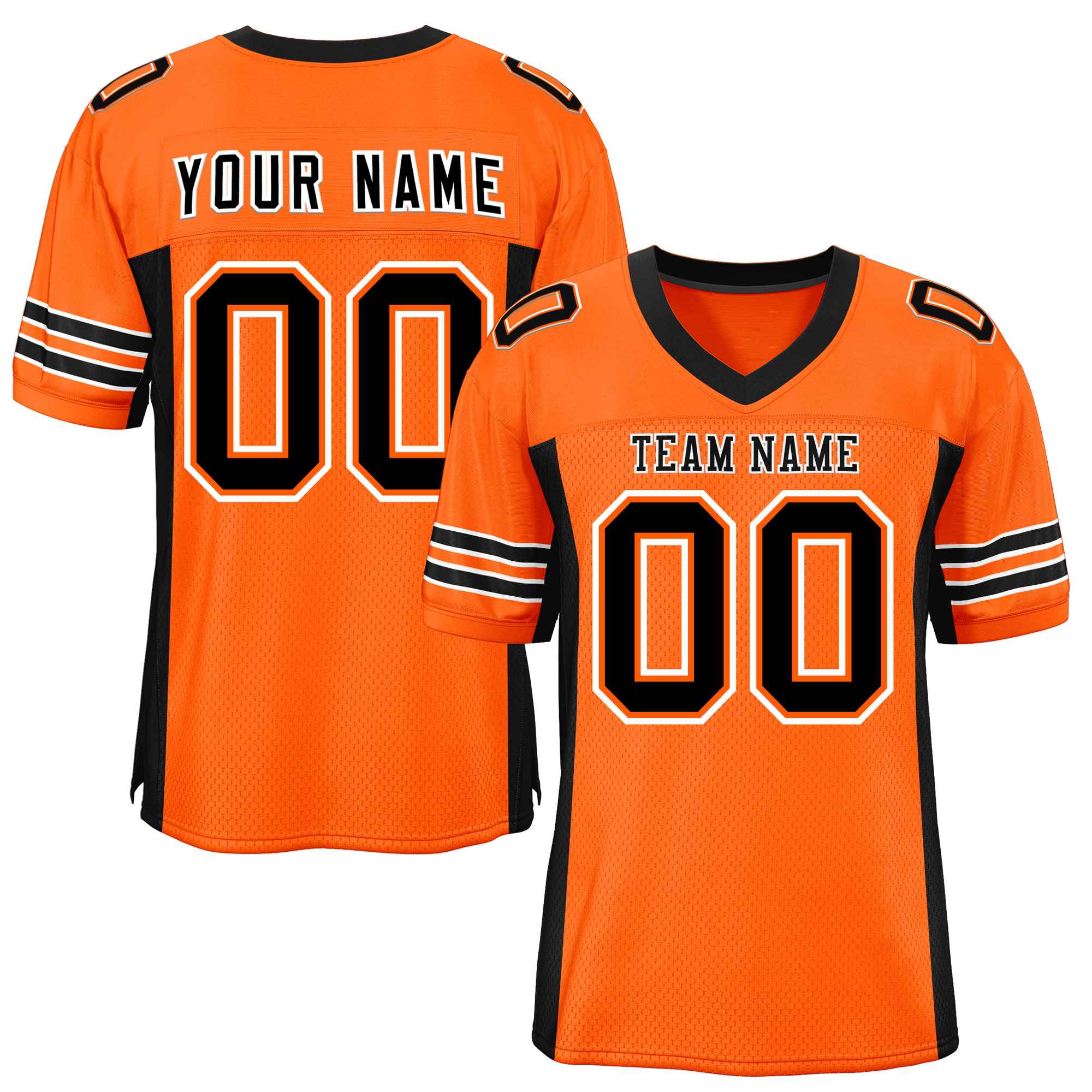 Custom Orange Black Insert Color Design Mesh Authentic Football Jersey