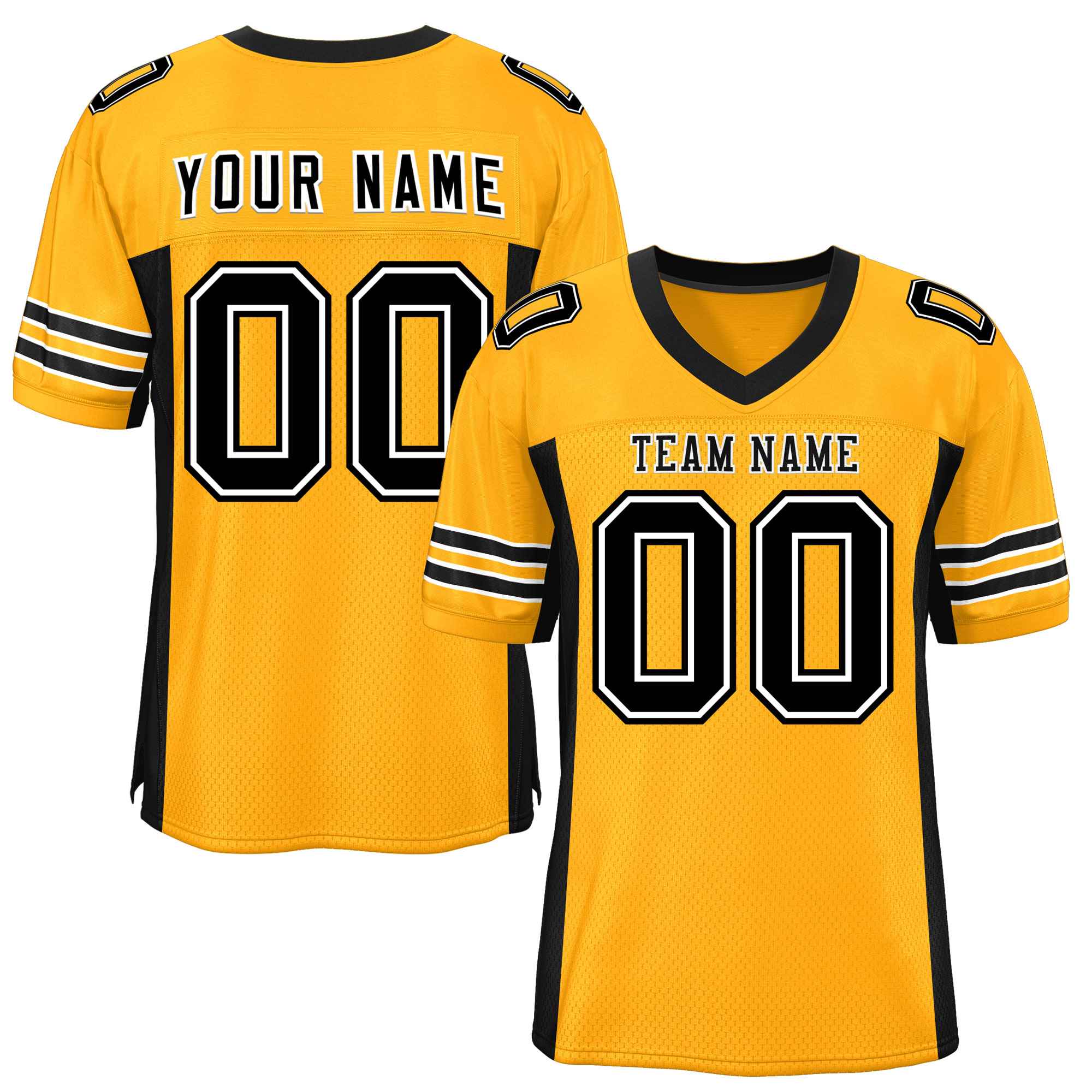 Custom Yellow Black Insert Color Design Mesh Authentic Football Jersey