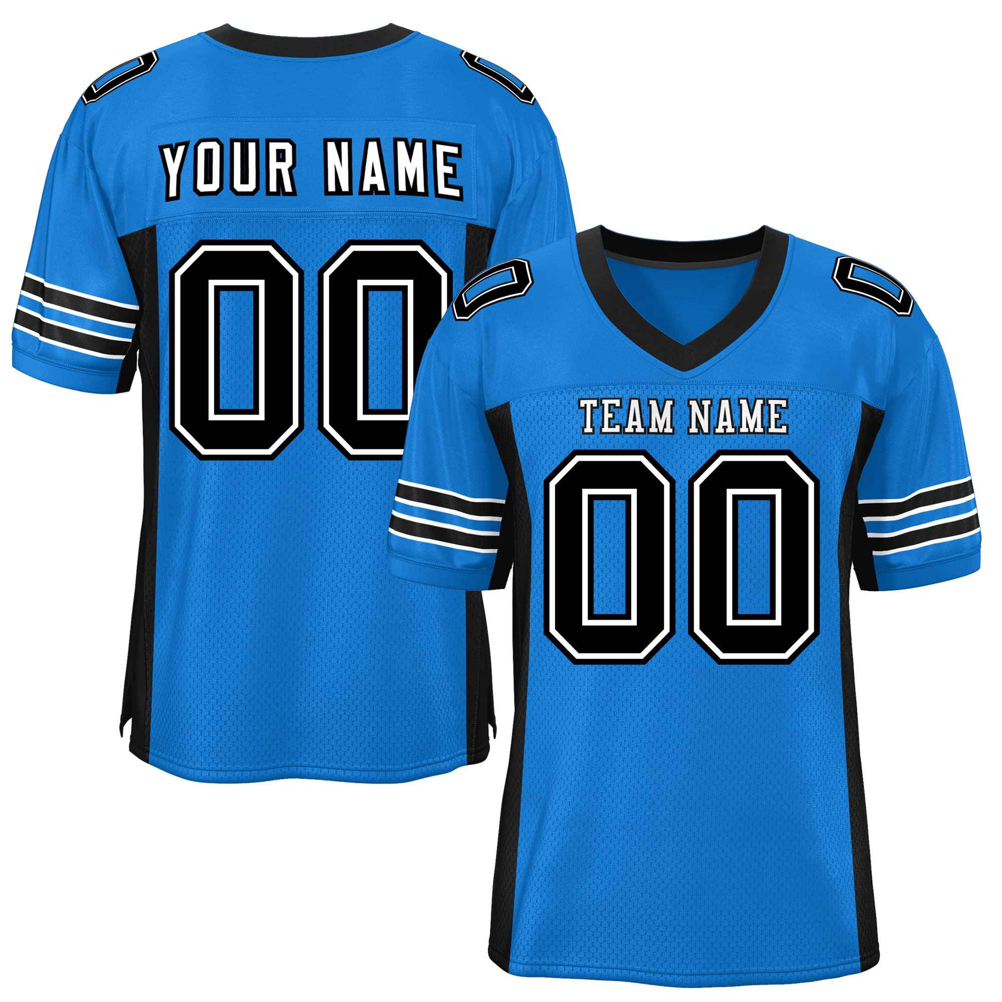 Custom Panther Blue Black Insert Color Design Mesh Authentic Football Jersey