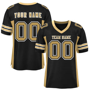 Custom Black Old Gold Insert Color Design Mesh Authentic Football Jersey