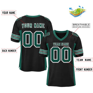 Custom Black Midnight Green Insert Color Design Mesh Authentic Football Jersey