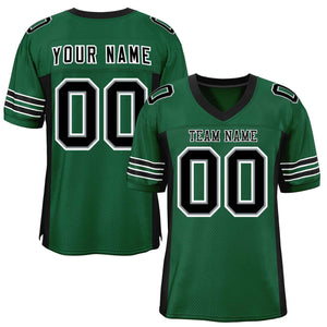 Custom Green Black Insert Color Design Mesh Authentic Football Jersey