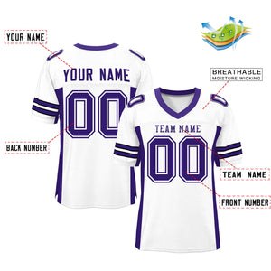 Custom White Purple Insert Color Design Mesh Authentic Football Jersey