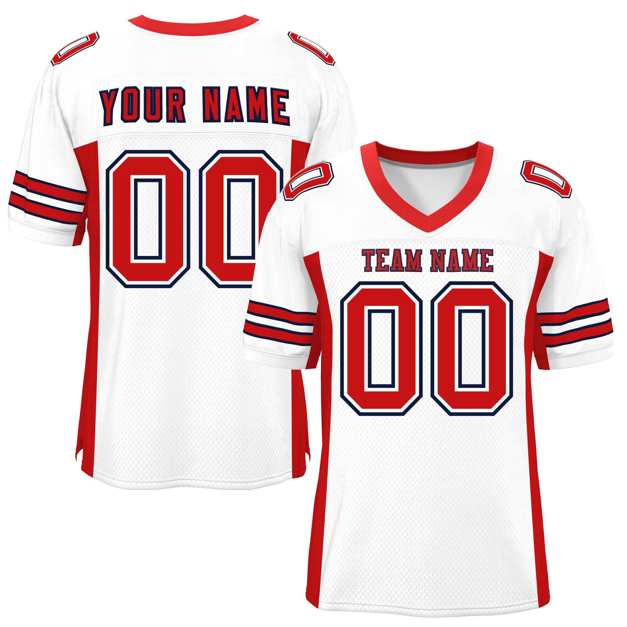 Custom White Red Insert Color Design Mesh Authentic Football Jersey