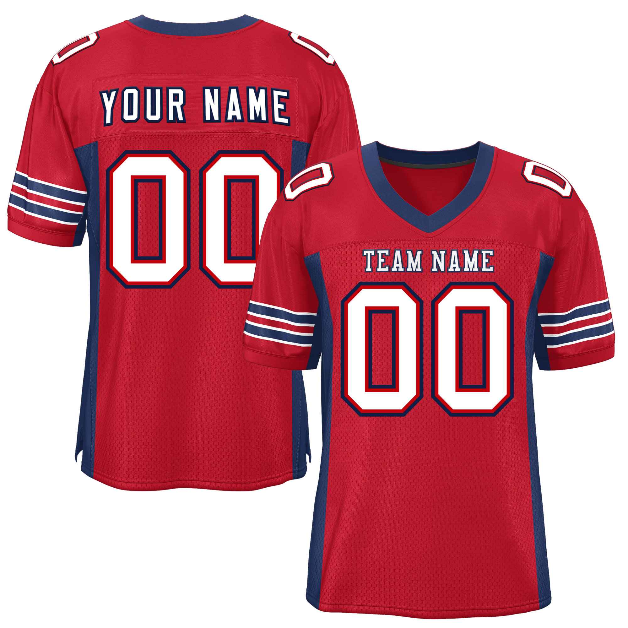 Custom Red Navy Insert Color Design Mesh Authentic Football Jersey