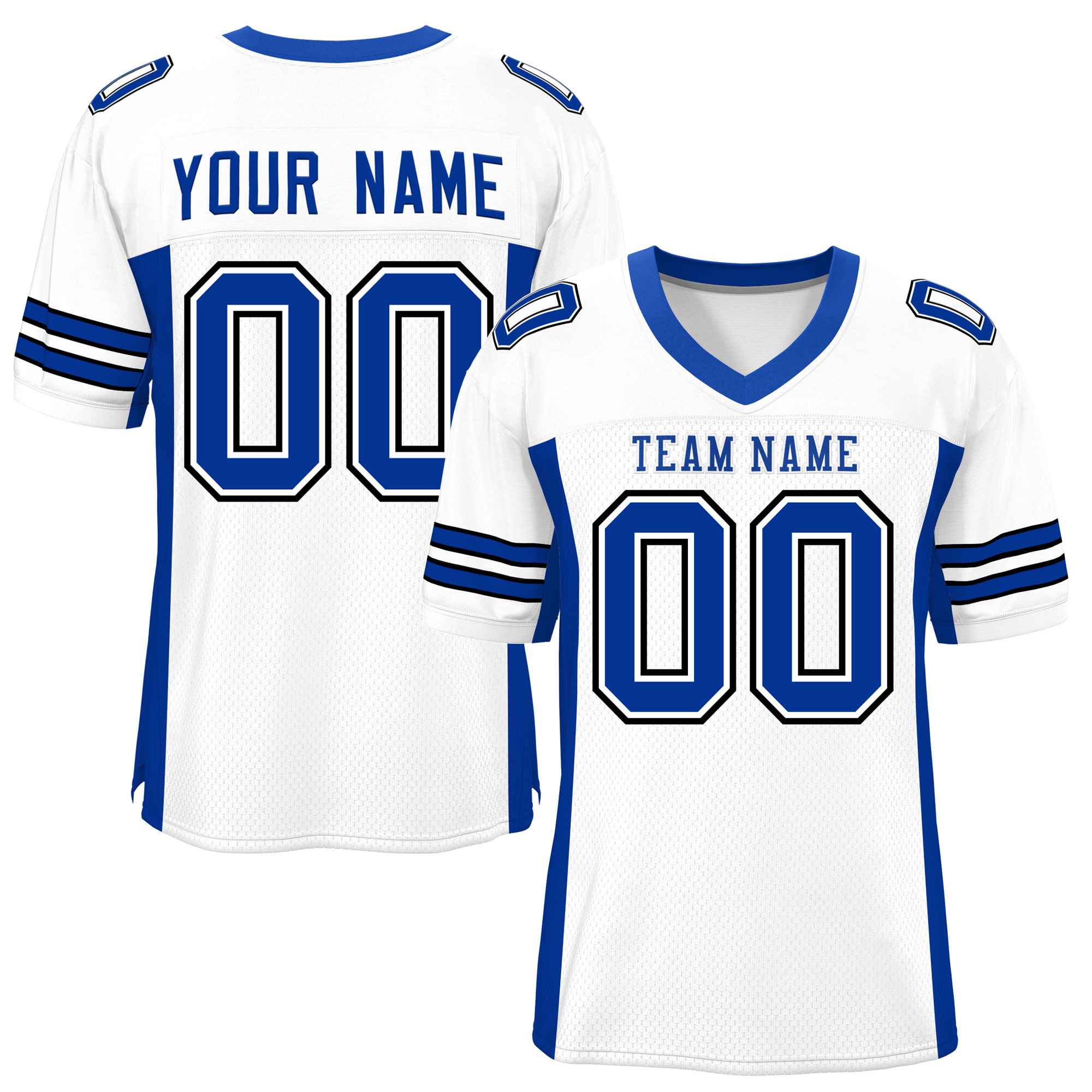 Custom White Royal Insert Color Design Mesh Authentic Football Jersey