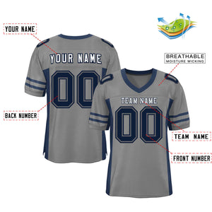 Custom Gray Navy Insert Color Design Mesh Authentic Football Jersey