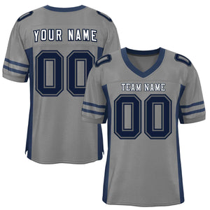 Custom Gray Navy Insert Color Design Mesh Authentic Football Jersey