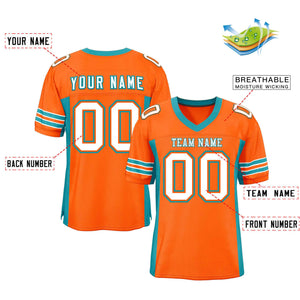 Custom Orange Aqua Insert Color Design Mesh Authentic Football Jersey