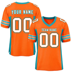 Custom Orange Aqua Insert Color Design Mesh Authentic Football Jersey